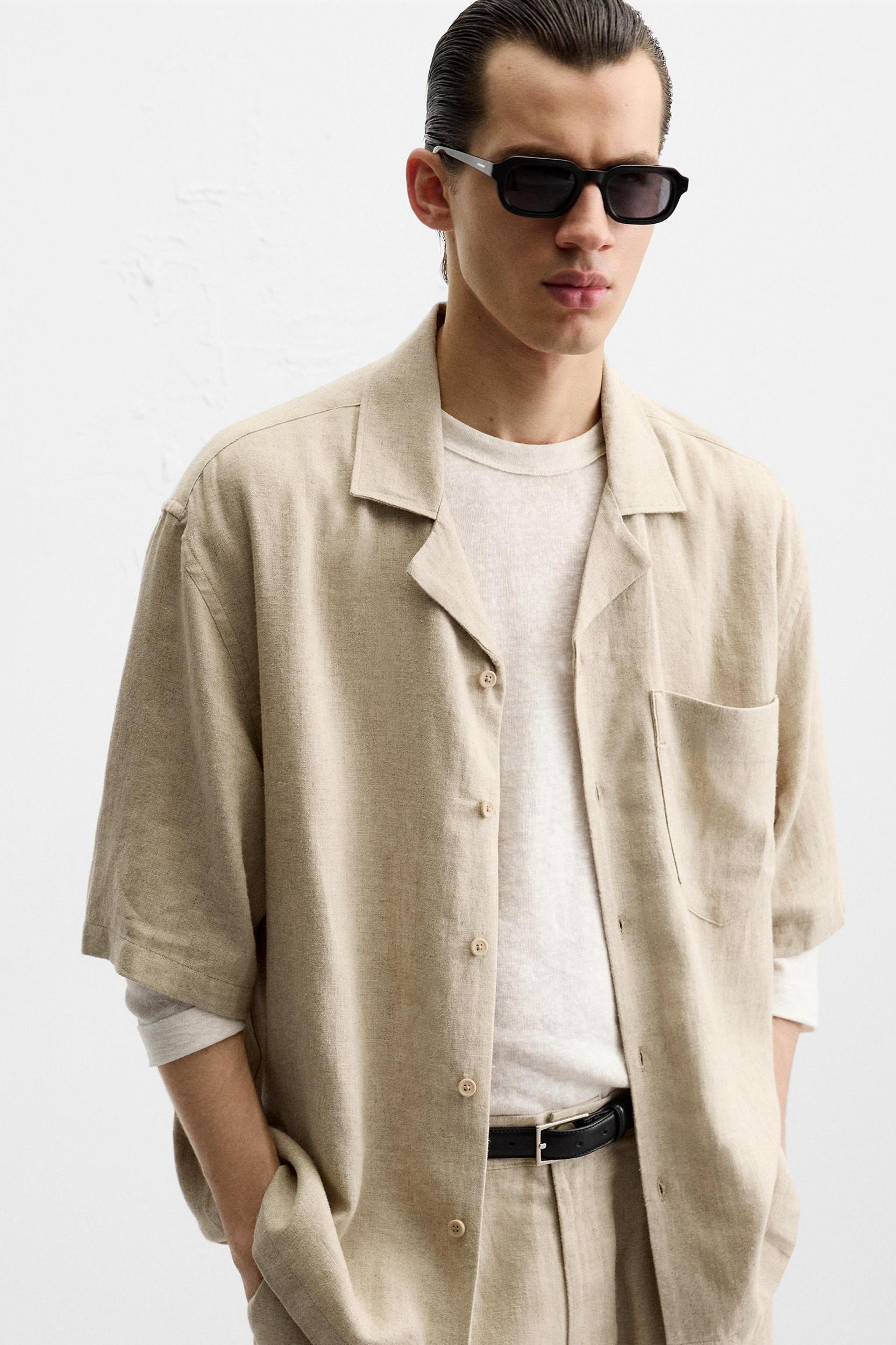 OVERSIZED LINEN-VISCOSE SHIRT Product Image