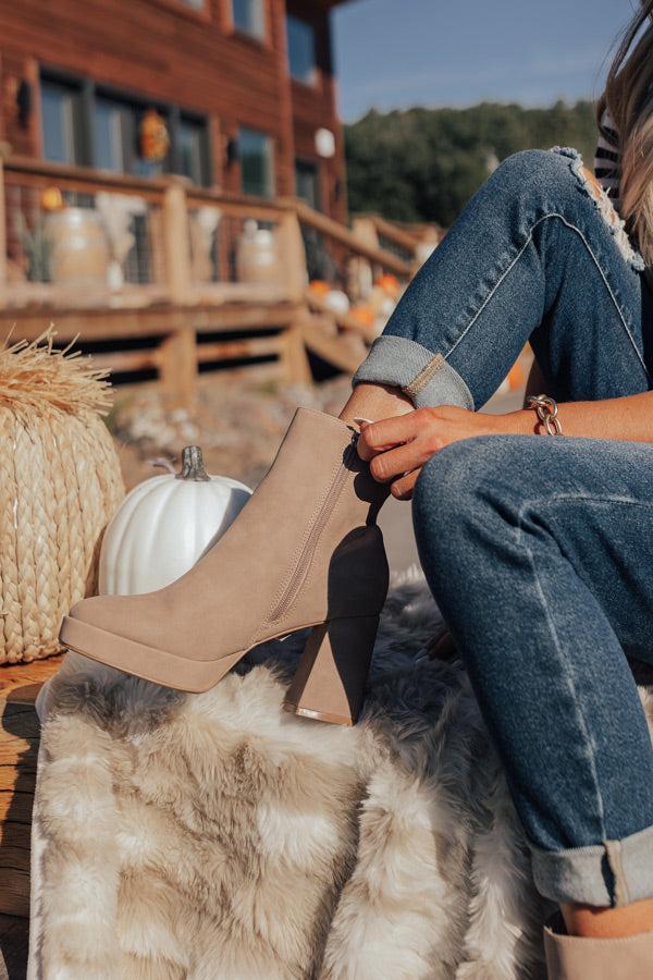 The Alondra Faux Nubuck Boot In Taupe Product Image