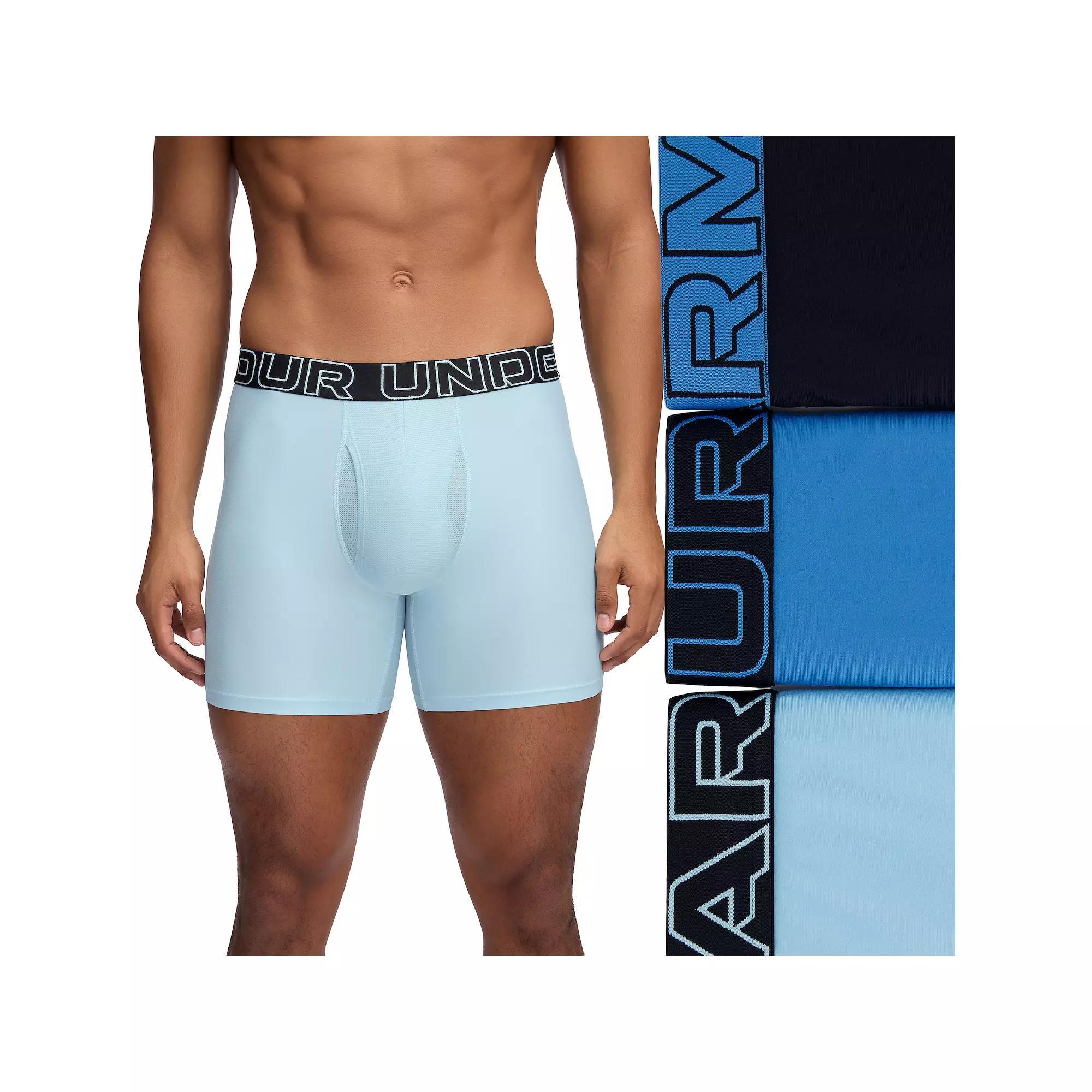 Men's Under Armour 3-pack Performance Tech 6-in. Boxer Briefs, Size: XS, Stream Product Image