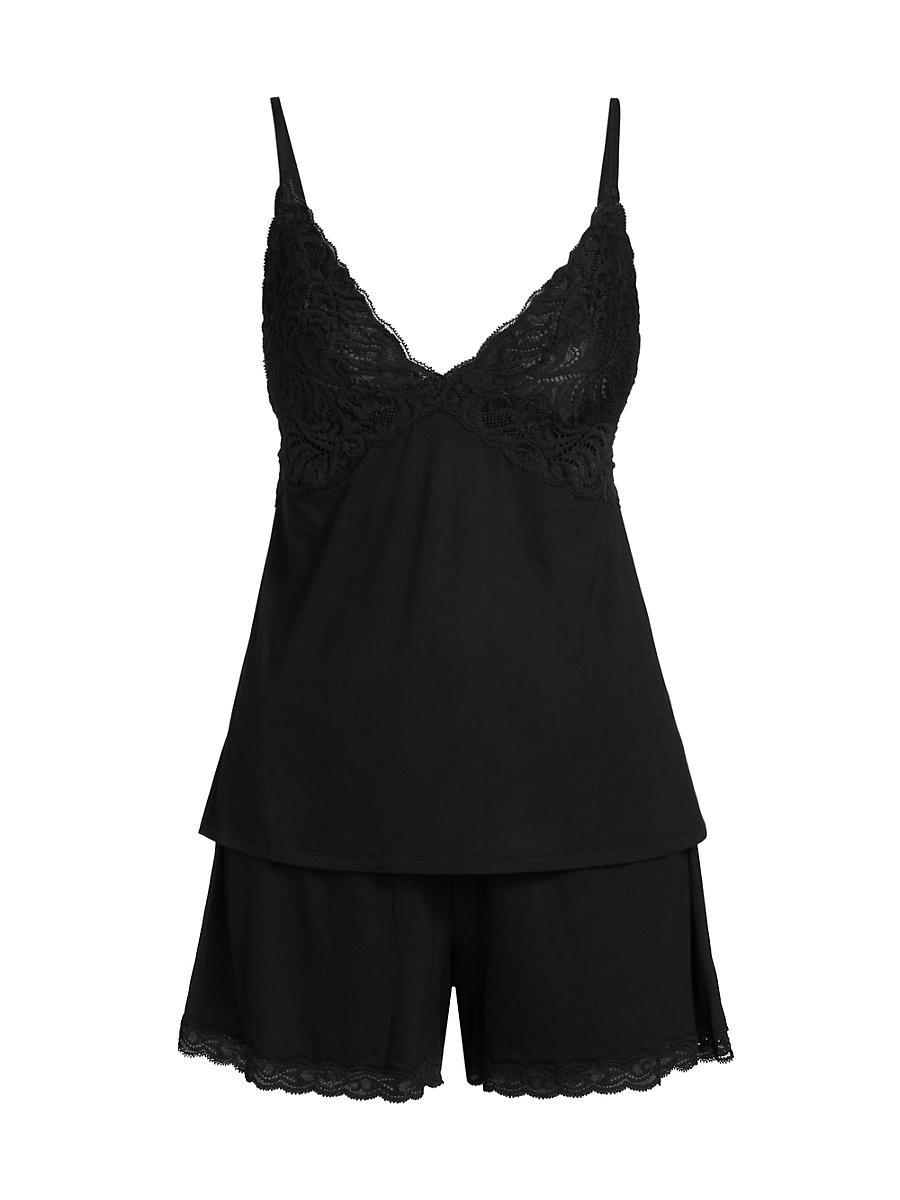 Womens Feathers 2-Piece Lace-Trimmed Pajama Set Product Image