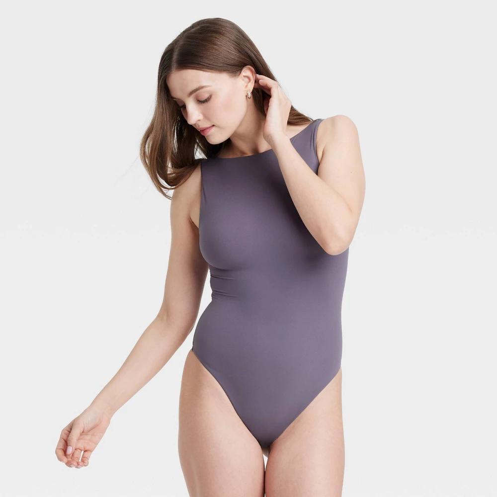 Womens Luxury Collection Stretch Boat Neck Thong Bodysuit - Auden Mauve L Product Image