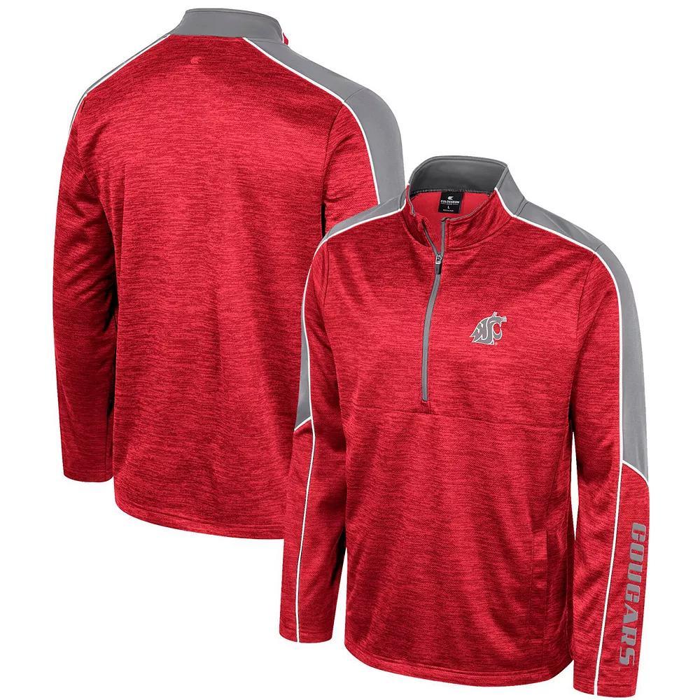 Men's Colosseum Cardinal Washington State Cougars Marled Half-Zip Jacket,  Product Image