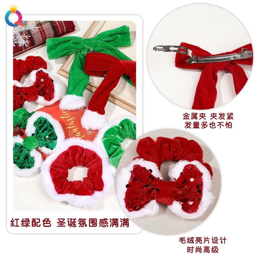 Christmas Velvet Bow Hair Scrunchie (Various Designs) Product Image