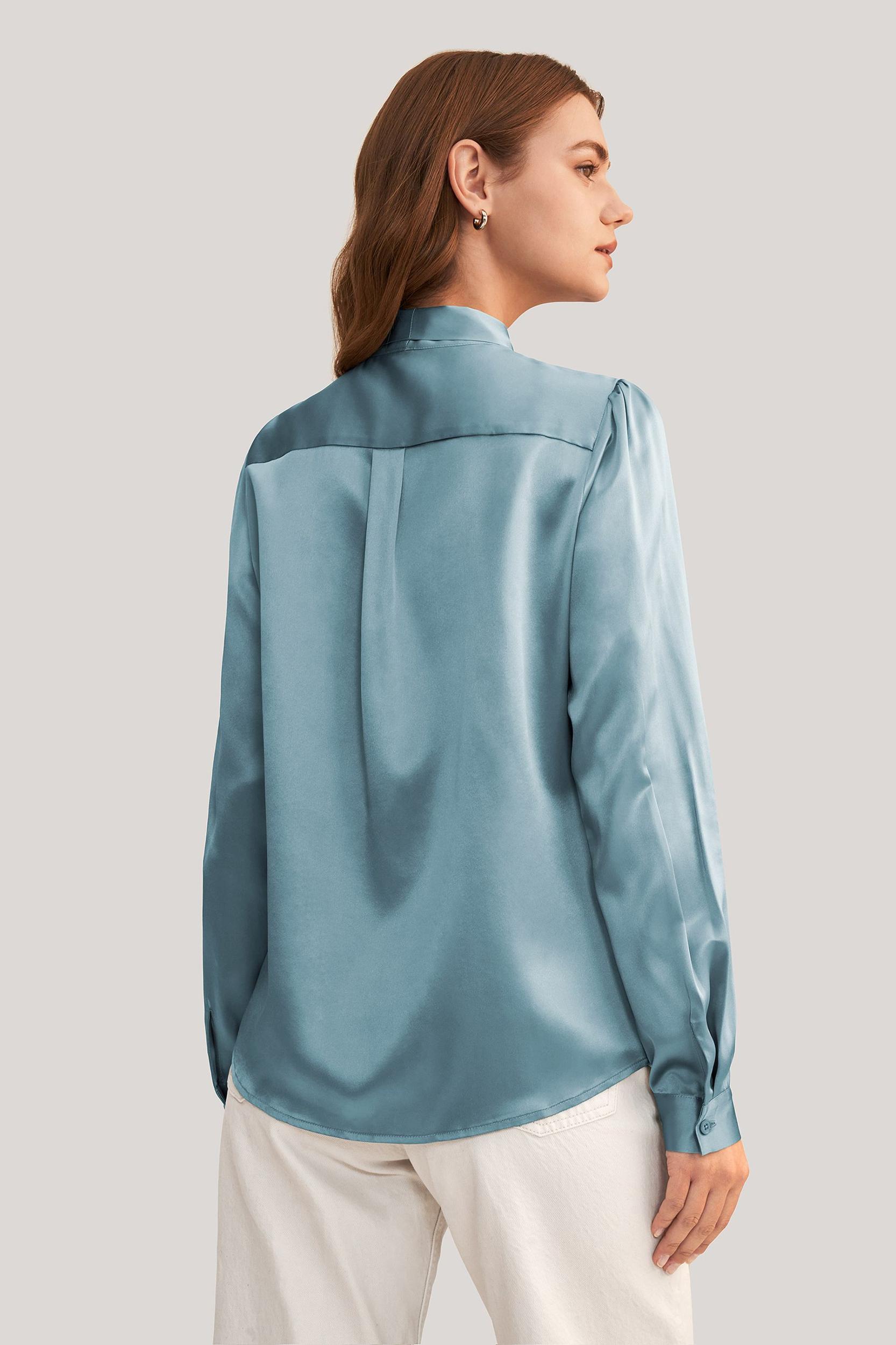 Women Bow-tie Neck Silk Blouse Product Image