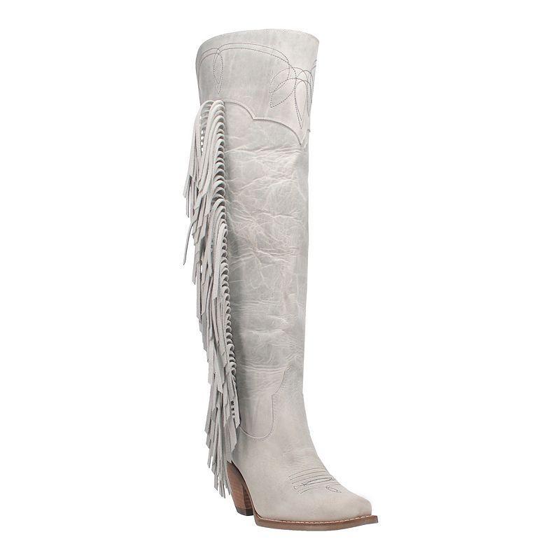 Dingo Sky High Over The Knee Distressed Leather Fringe Western Boots Product Image