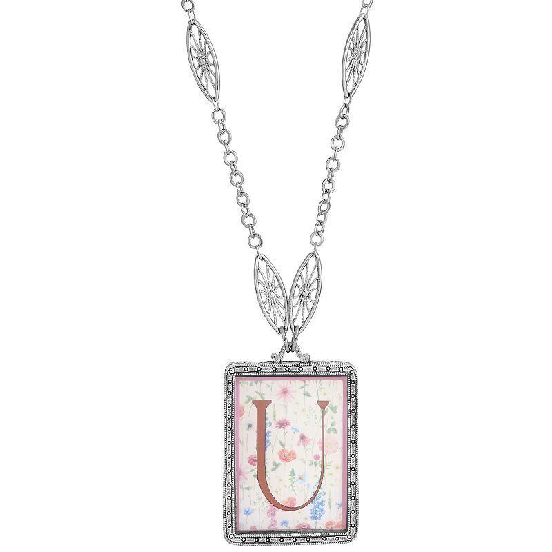 1928 Floral Motif Initial Pendant, Womens Product Image