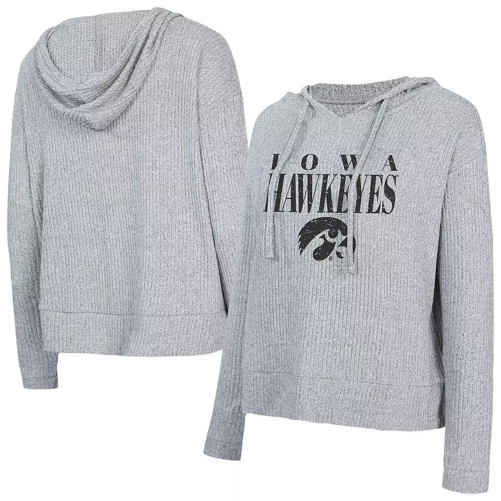 Women's Concepts Sport Grey Iowa Hawkeyes Juniper Soft Modest Cropped Long Sleeve Hoodie T-Shirt,  Product Image