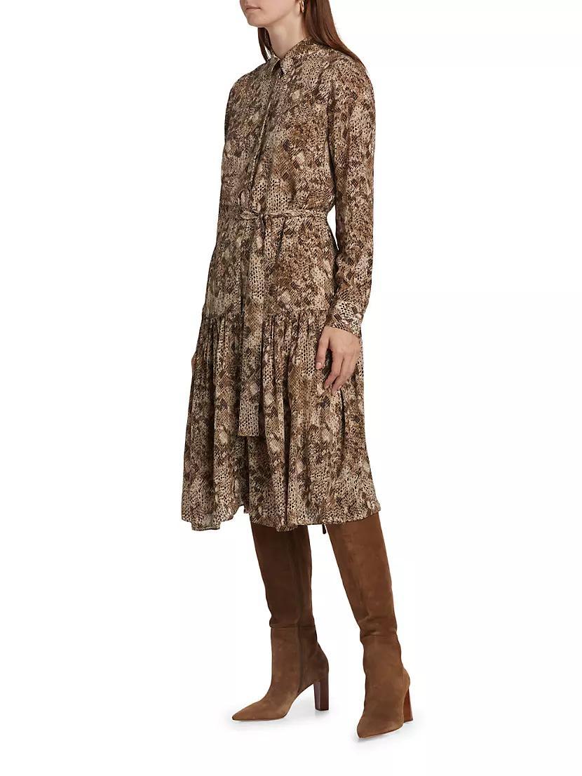 Snakeskin Belted Midi-Dress Product Image