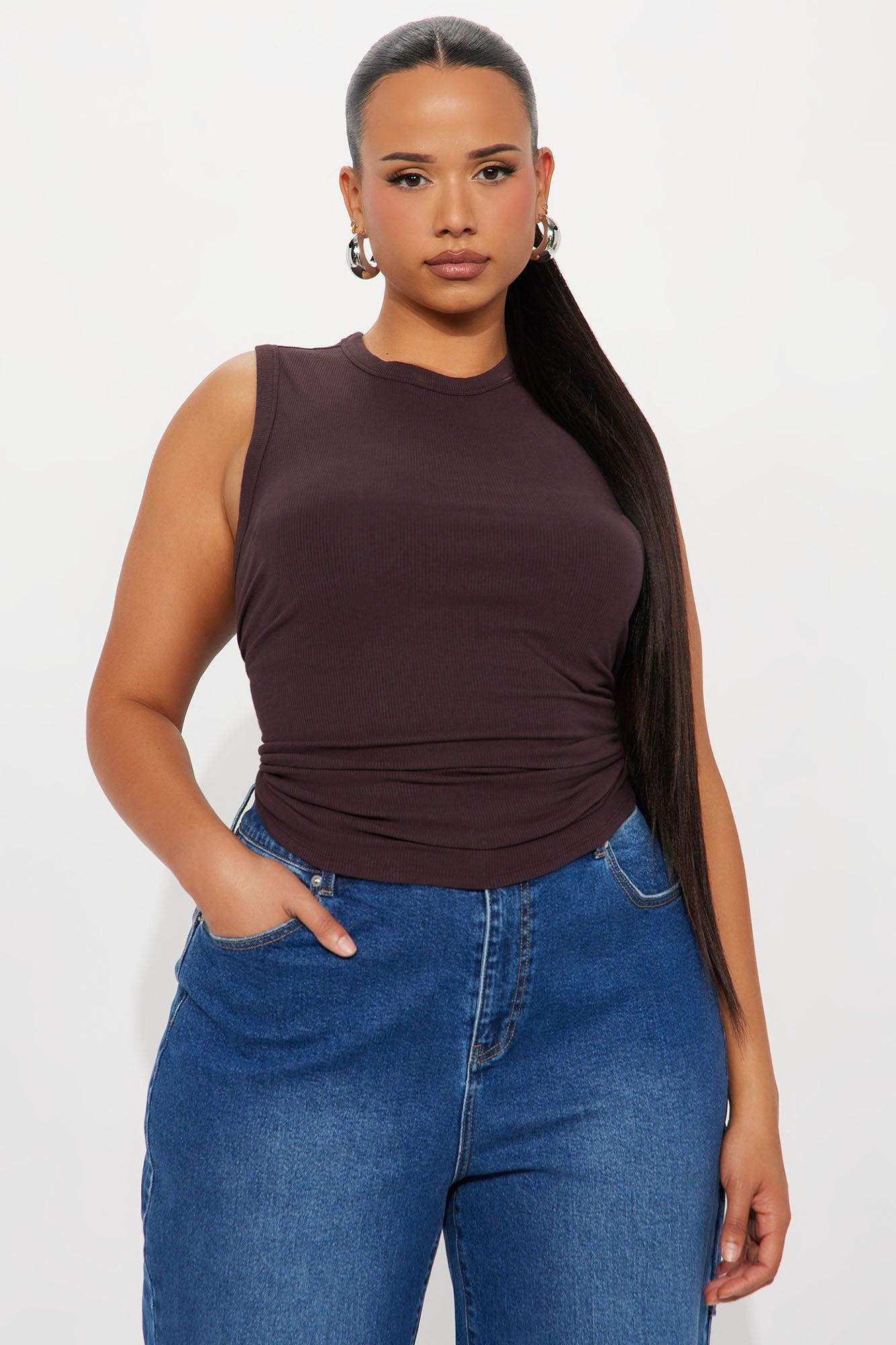 Lily Ribbed Tank - Brown Female Product Image