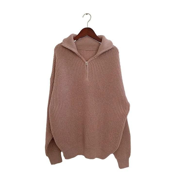 Half-Zip Plain Sweater Product Image