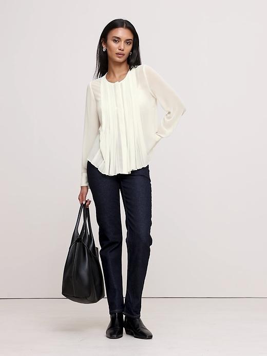 Georgette Sheer Pintuck Shirt Product Image