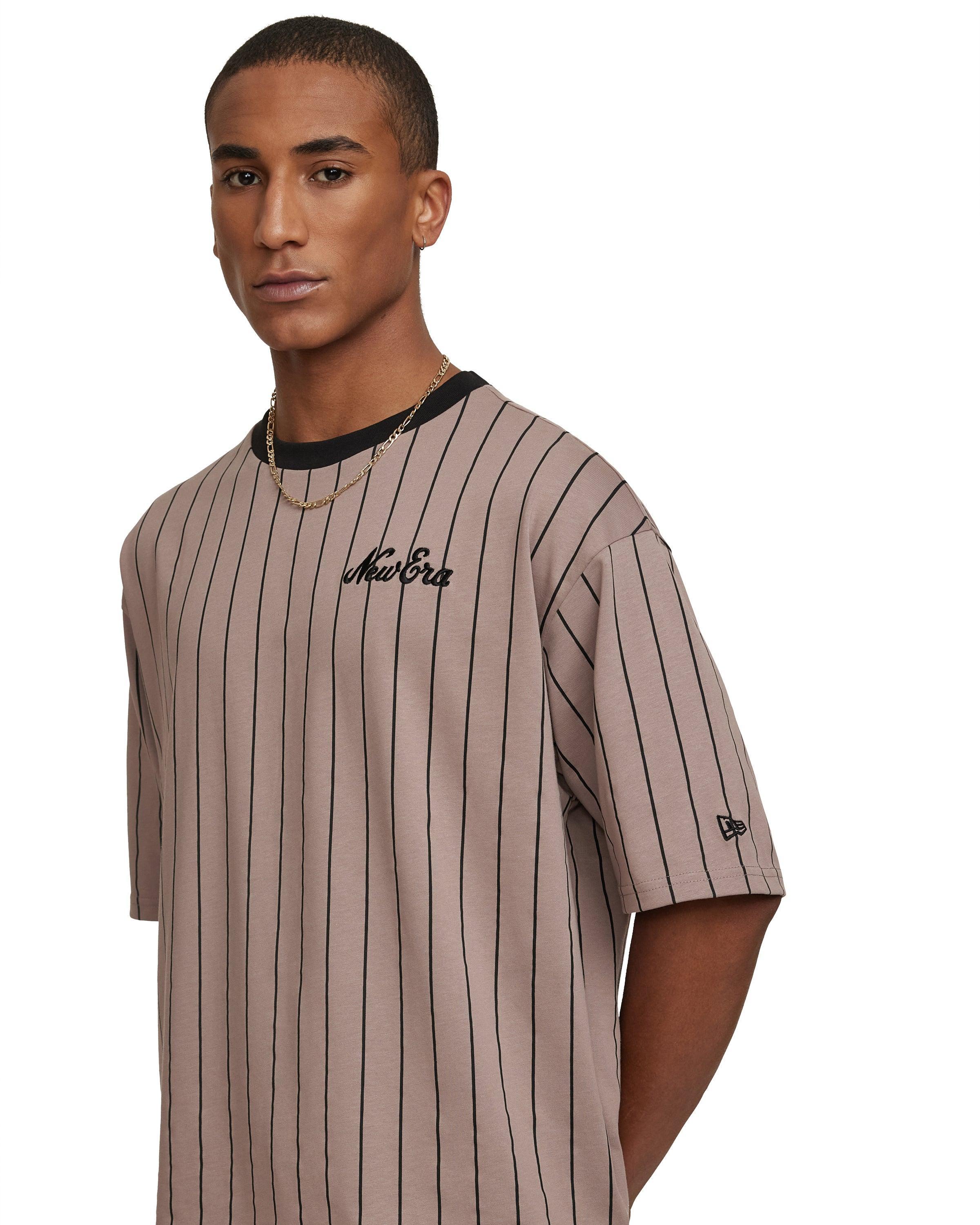 New Era Cap Essential Brown Pinstripe Oversized T-Shirt Male Product Image