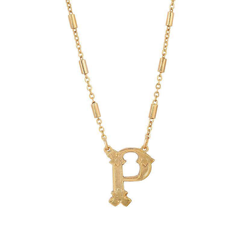 1928 Gold Tone Initial Necklace, Womens, Yellow L Product Image