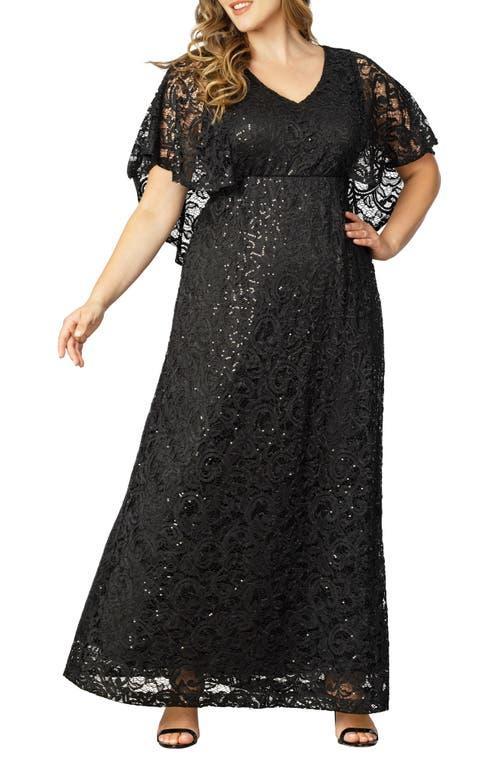 Womens Celestial Cape-Sleeve Lace Gown Product Image