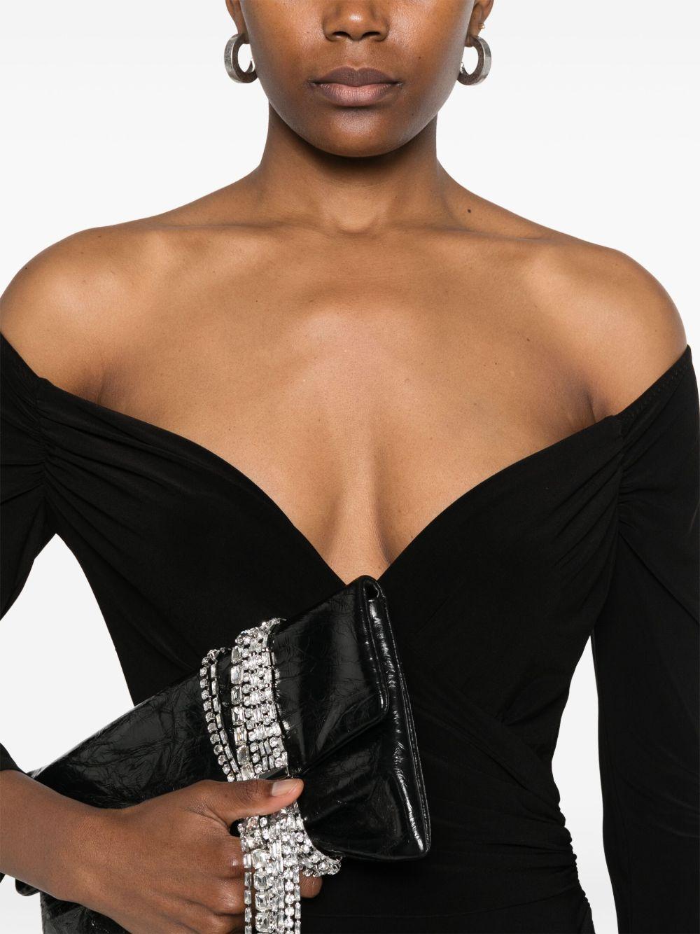 draped off-shoulder mini dress Product Image