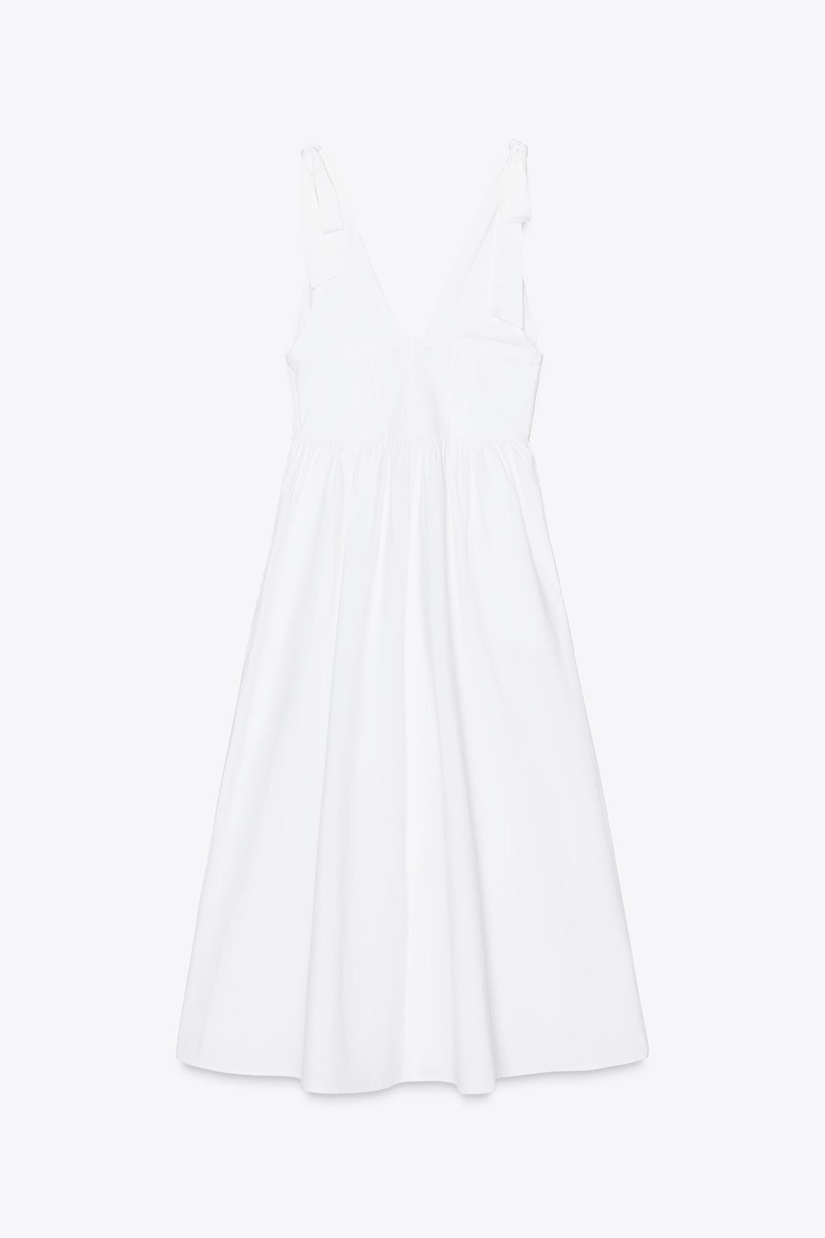TIED POPLIN MIDI DRESS Product Image