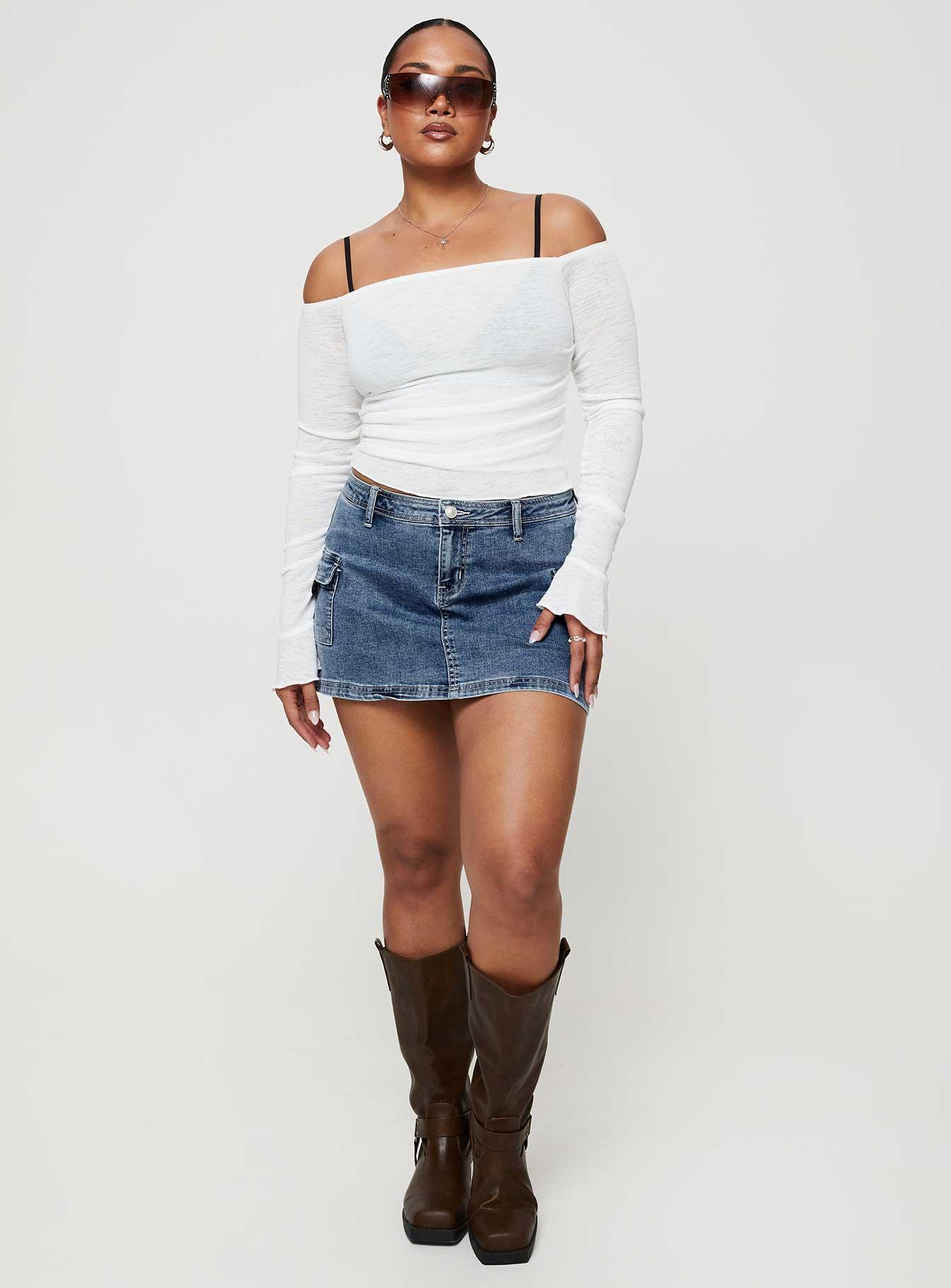Grishea Low Rise Denim Skirt Product Image