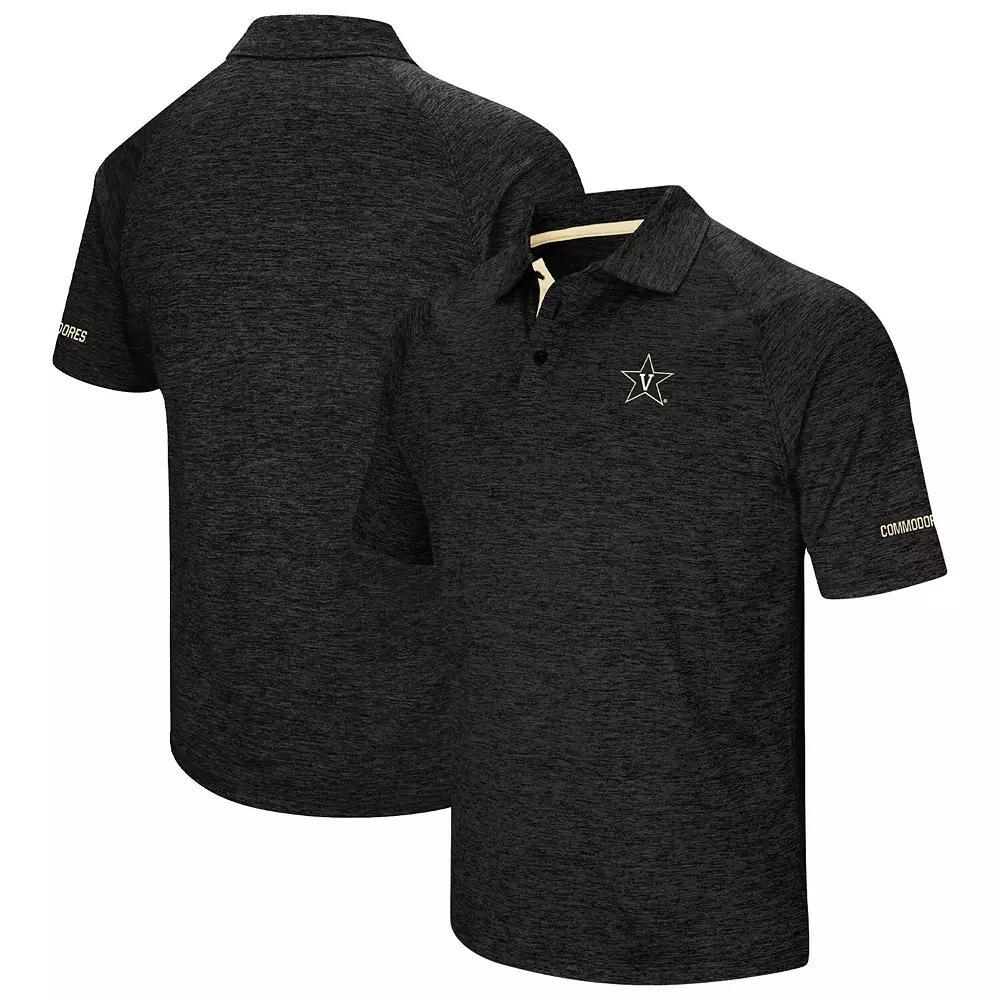 Men's Colosseum Black Vanderbilt Commodores Down Swing Raglan Polo,  Product Image