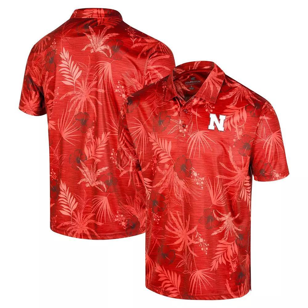 Men's Colosseum Scarlet Nebraska Huskers Big & Tall Palms Polo, Size: 3XLT, Red Product Image