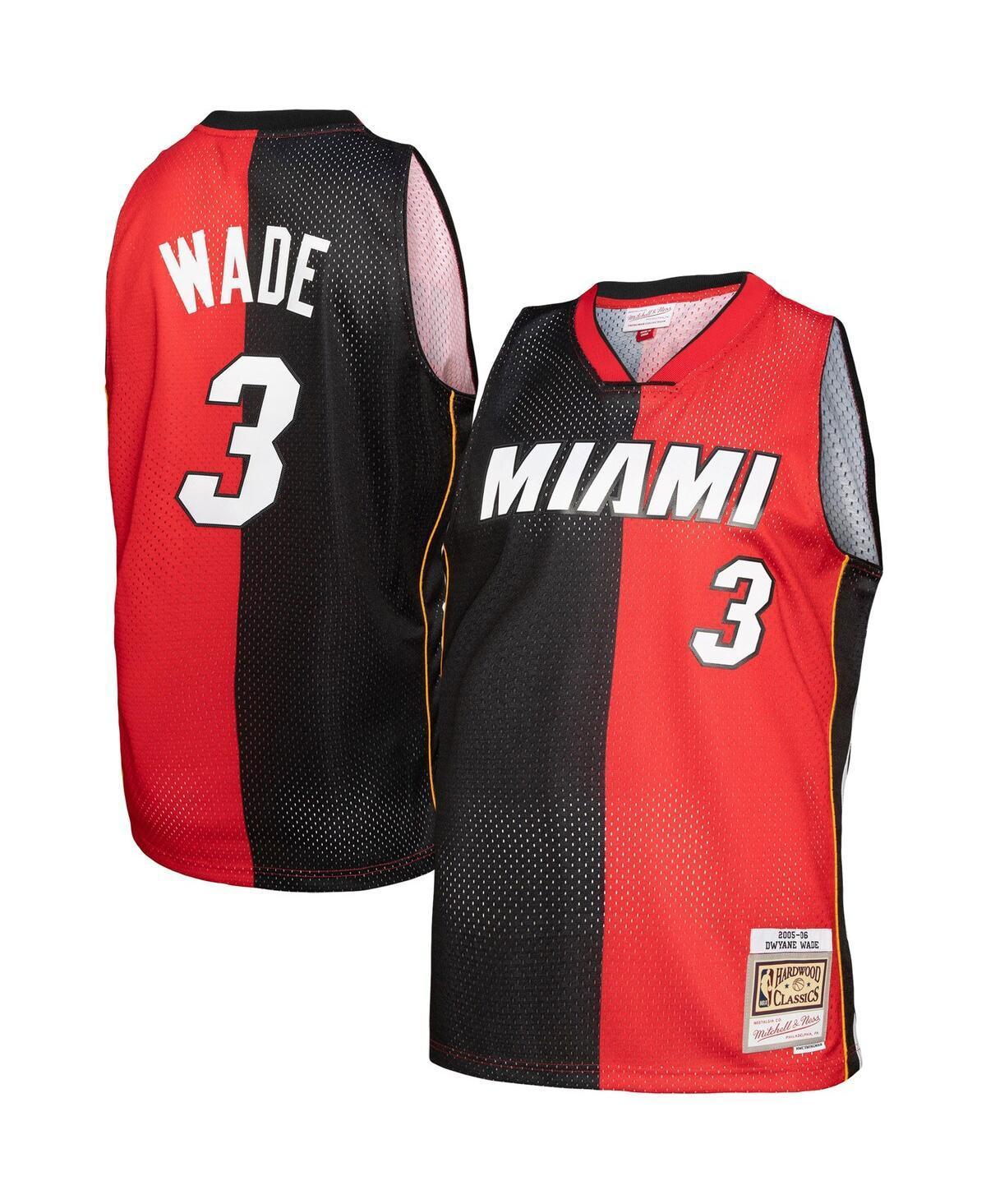 Mens Mitchell & Ness Dwyane Wade /Red Miami Heat Big & Tall Hardwood Classics 2005-06 Split Swingman Jersey Product Image