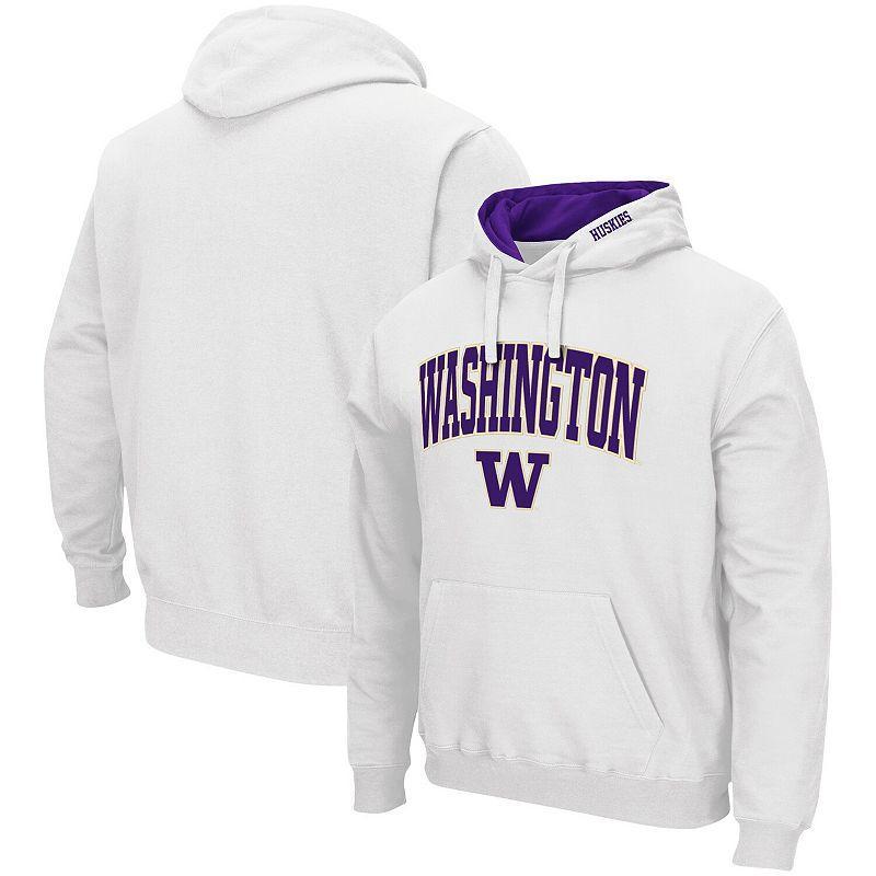 Men's Colosseum White Washington Huskies Arch & Logo 3.0 Pullover Hoodie, Size: XL Product Image