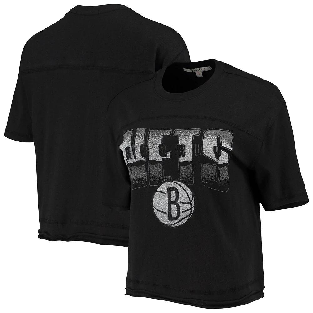 Women's Junk Food Black Brooklyn Nets Gradient Crop Top, Size: XL Product Image