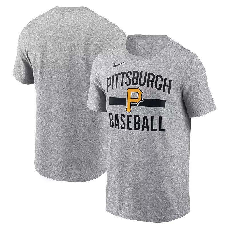 Men's Nike  Heather Gray Pittsburgh Pirates Arched T-Shirt, Size: 2XL, Grey Product Image