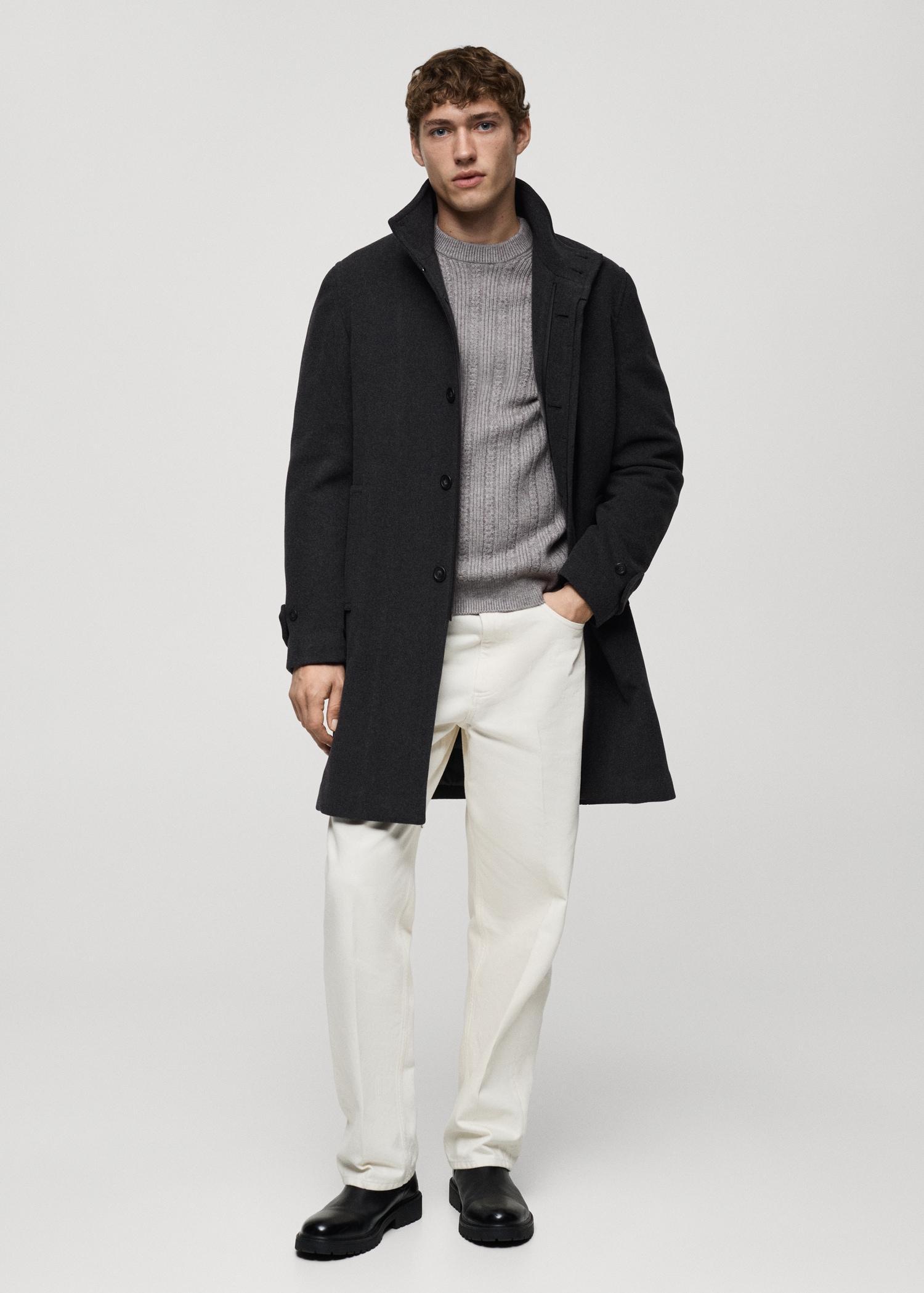 Quilted wool inner coat - Men | MANGO USA Product Image