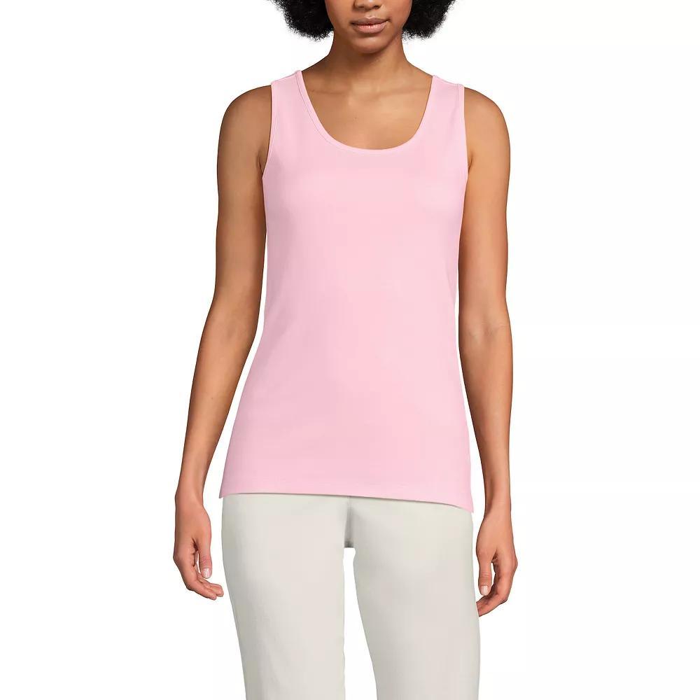 Women's Lands' End Cotton Tank Top, Size: Large Tall, Moss Ivory Stripes Product Image