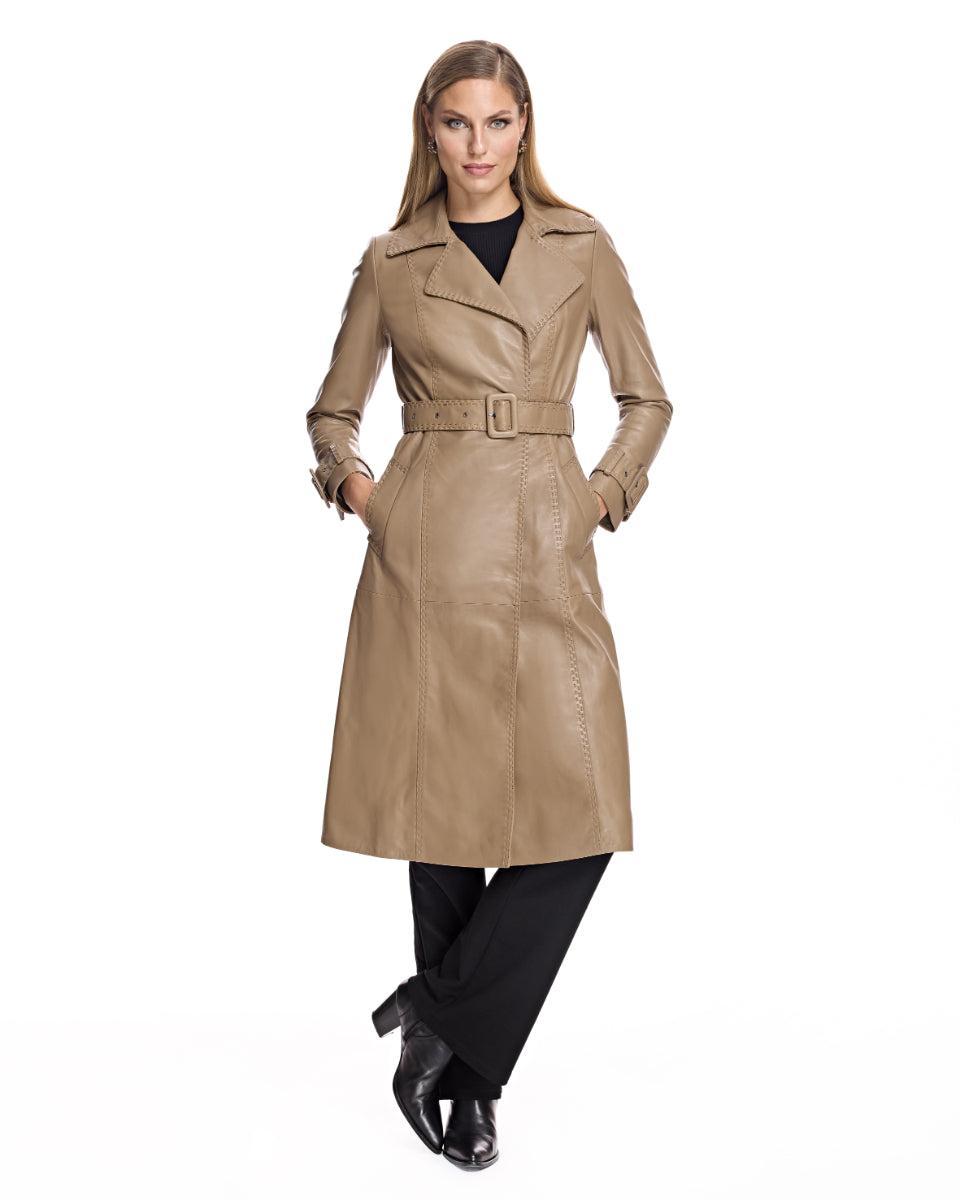 Leather Belted Trench Coat Product Image