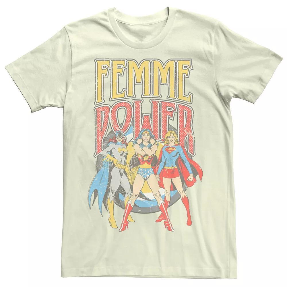 Men's Justice League Femme Power Faded Group Shot Tee, Size: 3XL, Natural Product Image