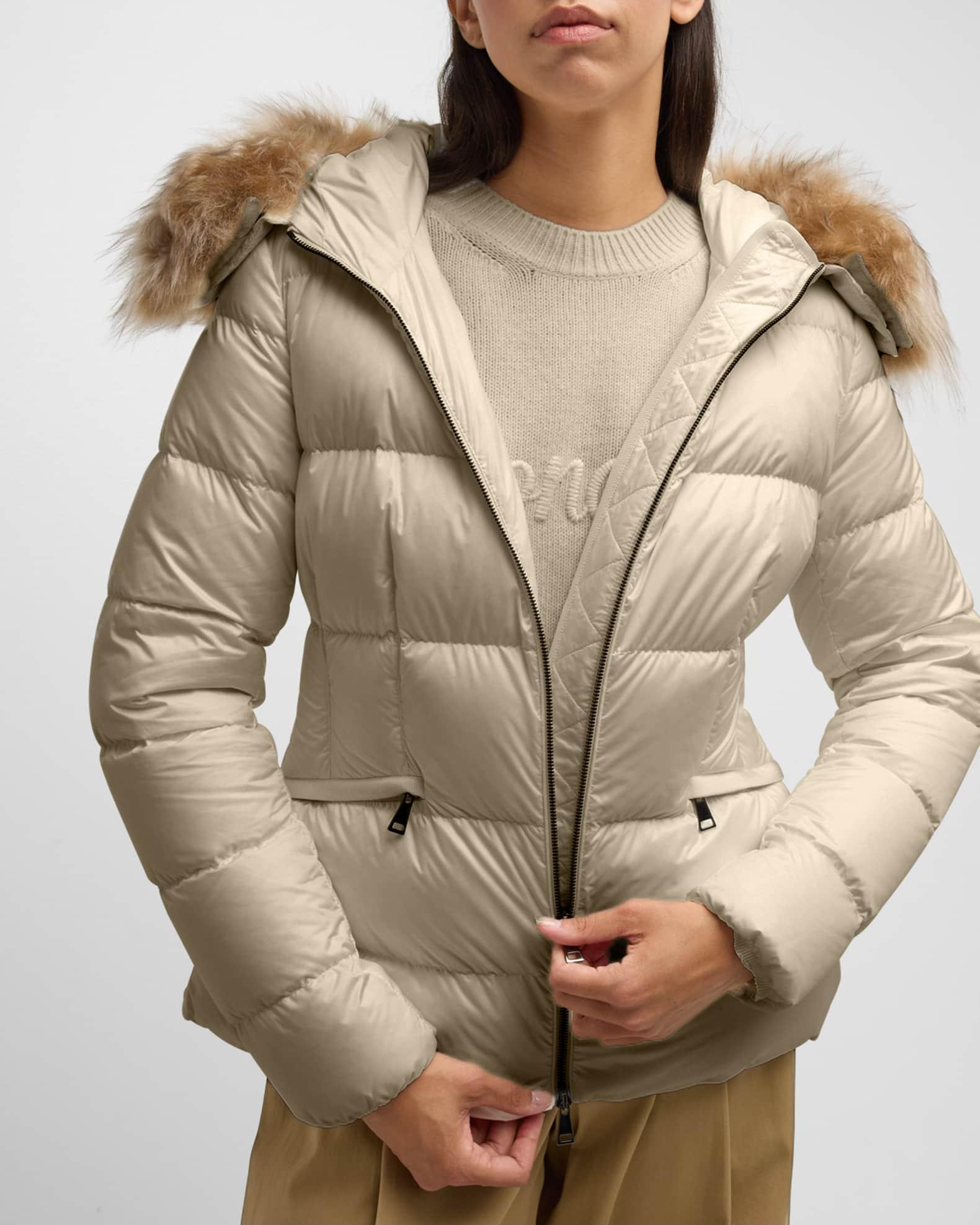 Boed Short Puffer Jacket with Shearling Hood Trim Product Image