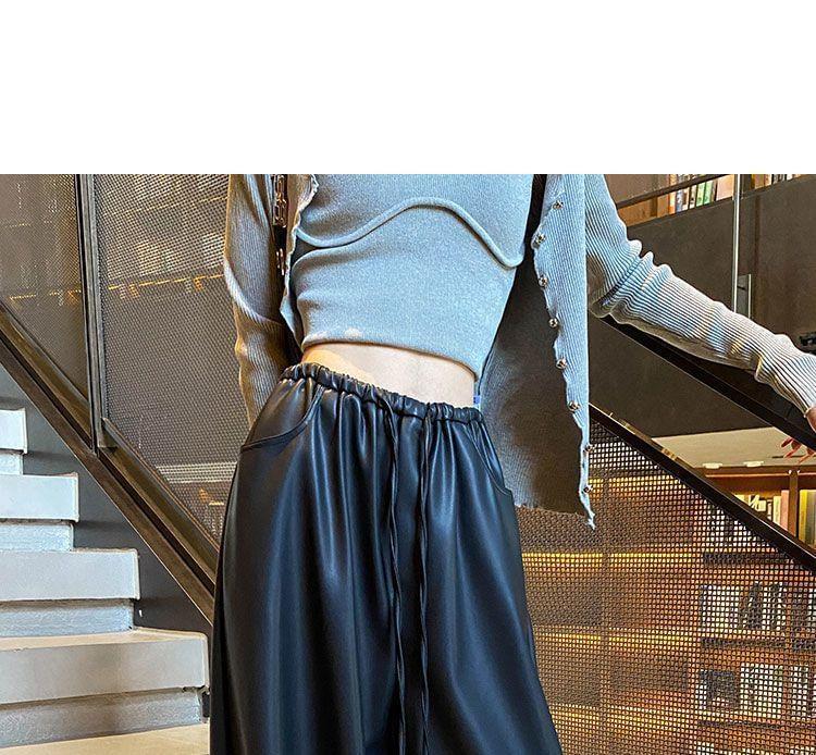 High Rise Faux Leather Wide Leg Pants Product Image