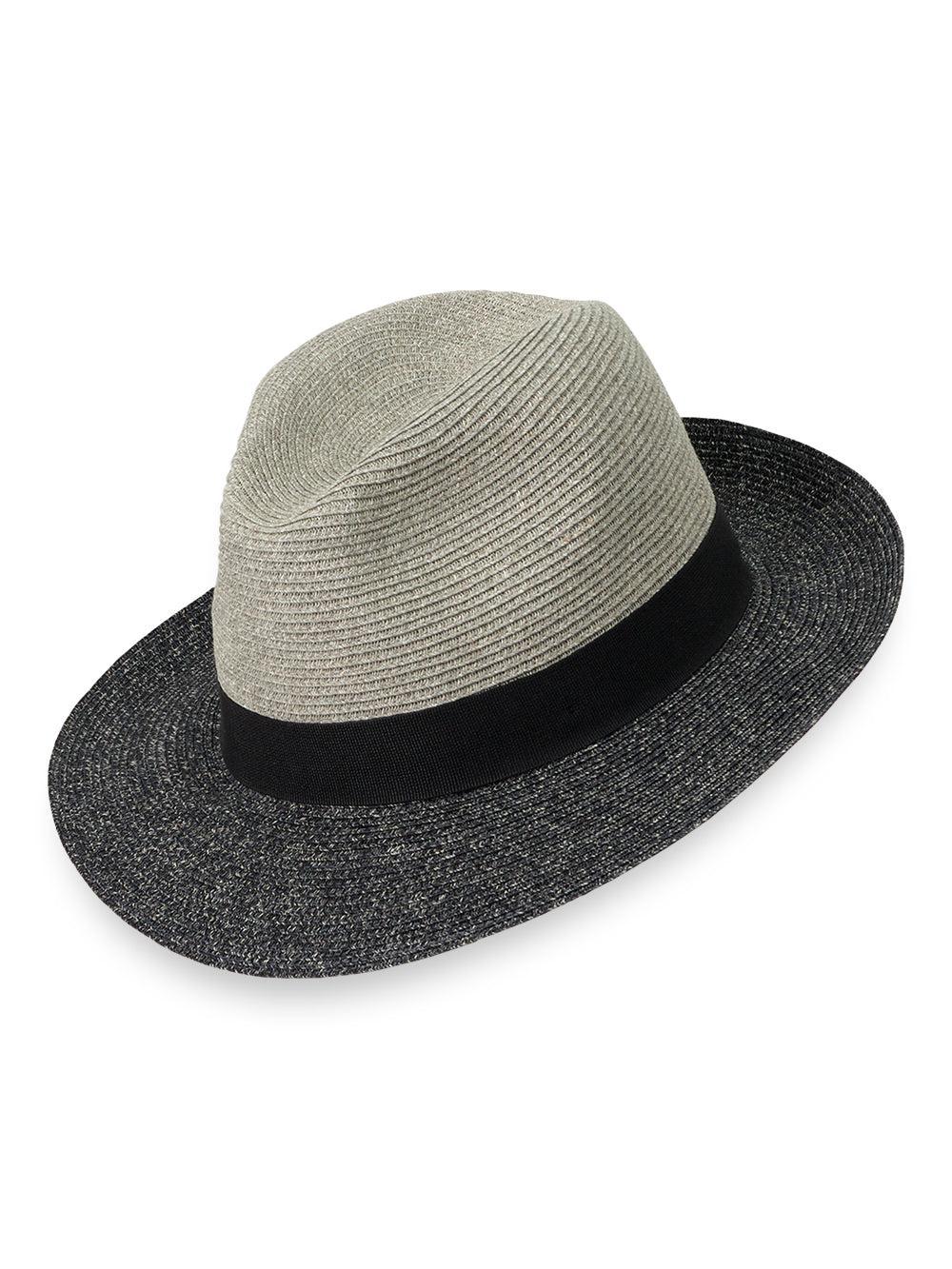 Straw Blend Fedora With Ribbon Band - Grey/black Product Image