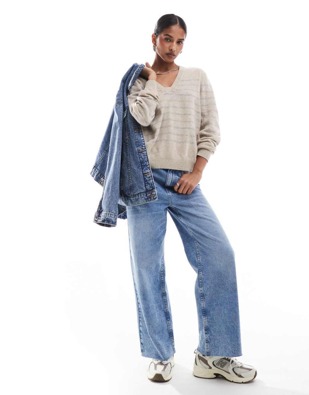 Scalpers joy square sweater in blue stripes  Product Image