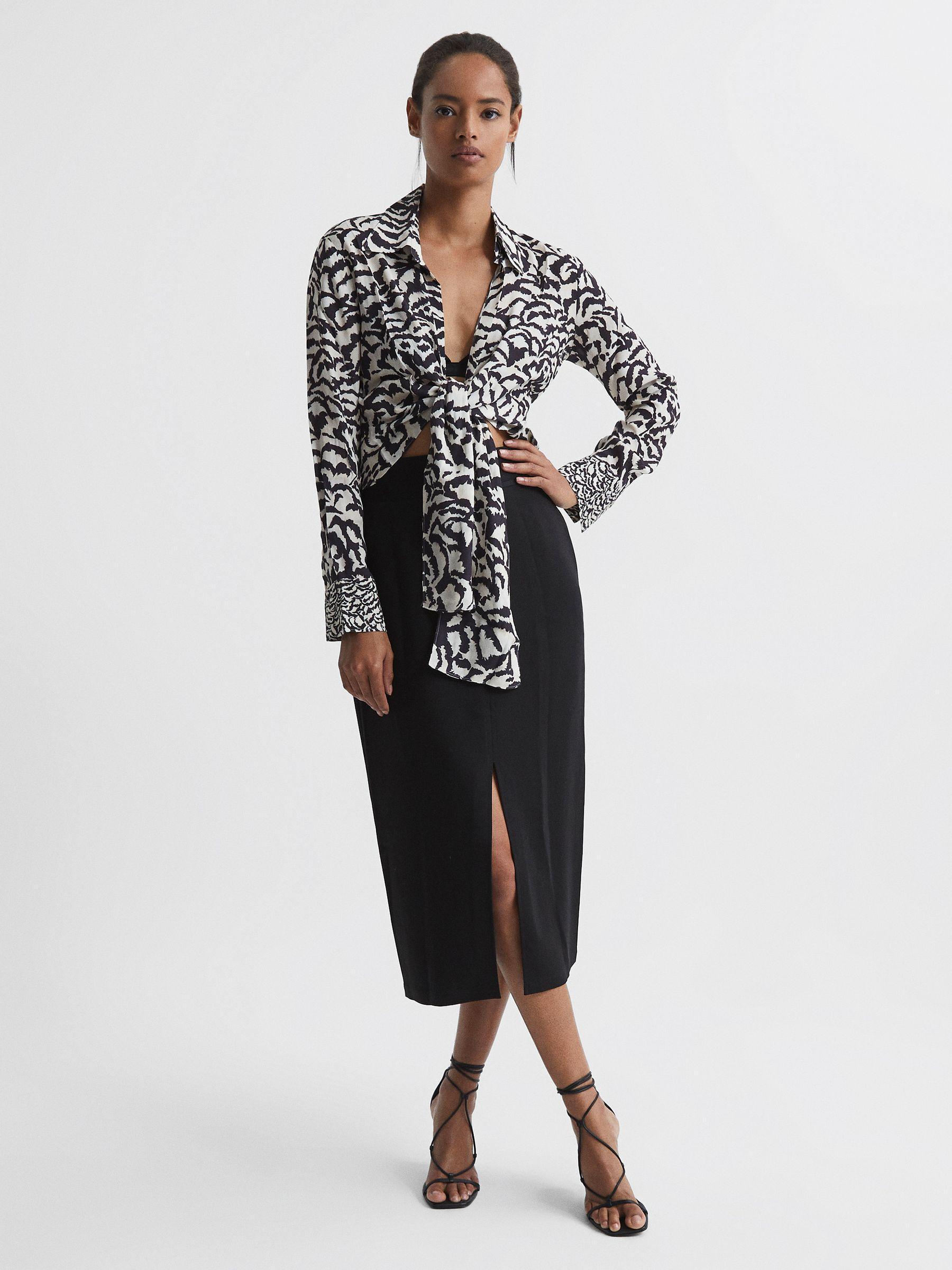 Monochrome Zebra Print Top in Black Product Image