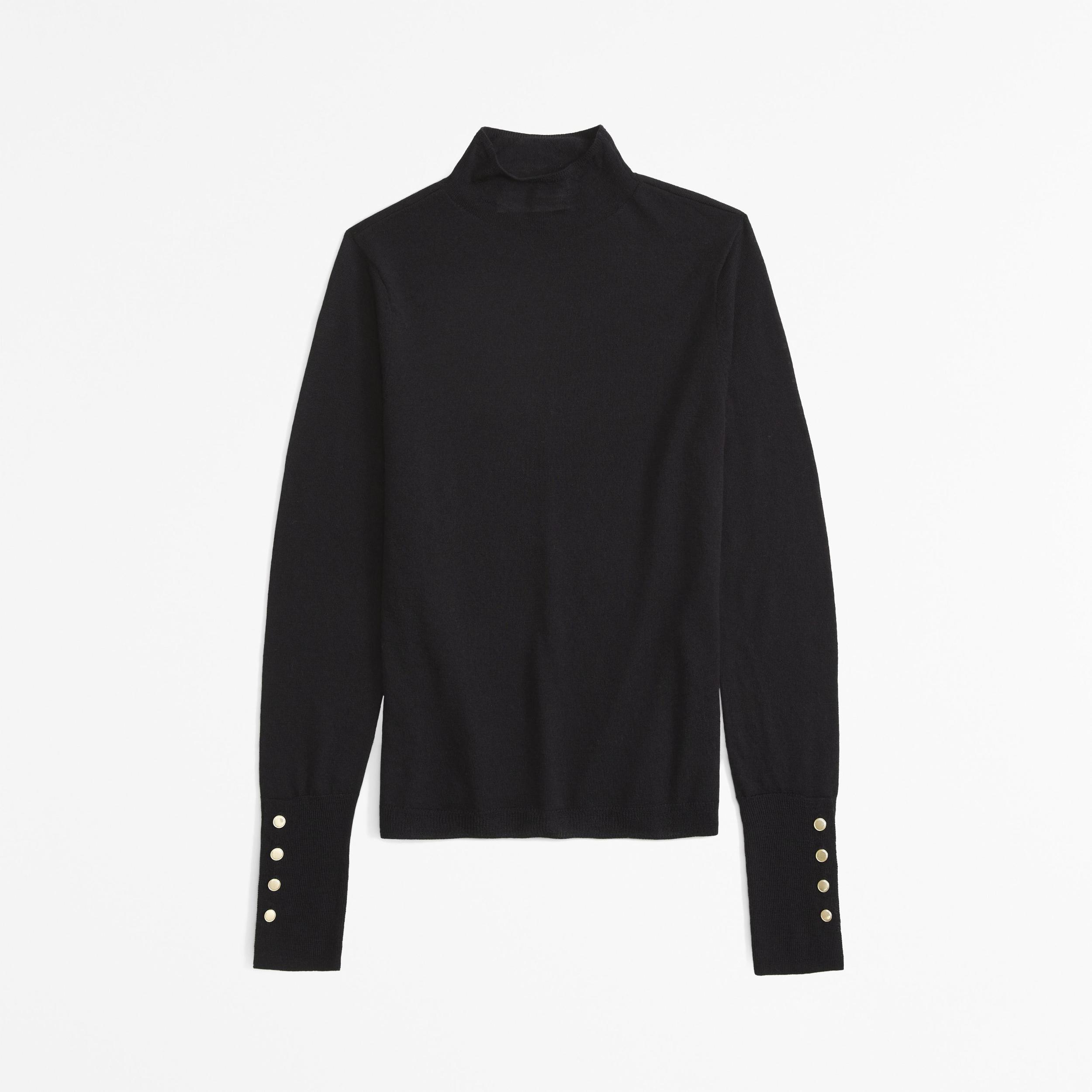 Merino Wool Button Sleeve Mockneck Top Product Image