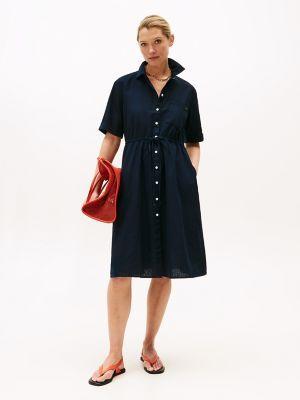 Linen-Cotton Blend Midi Shirtdress Product Image