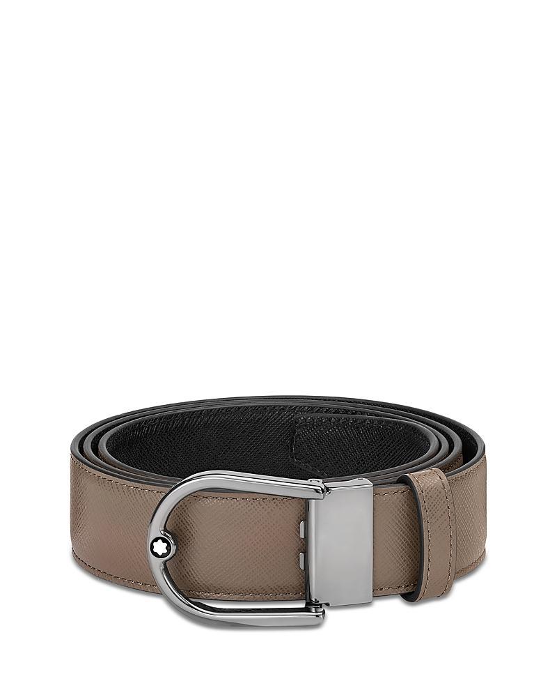 Montblanc Mens Reversible Saffiano Leather Horseshoe Buckle Belt Product Image