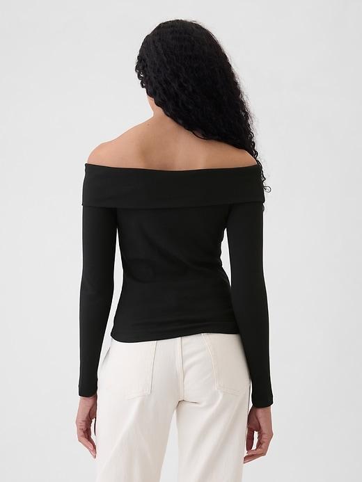 Modern Rib Off-Shoulder Cropped Top Product Image