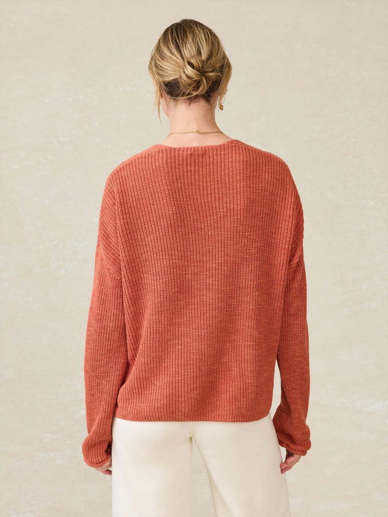 Miramar Linen V-Neck Sweater - Red Rock Product Image