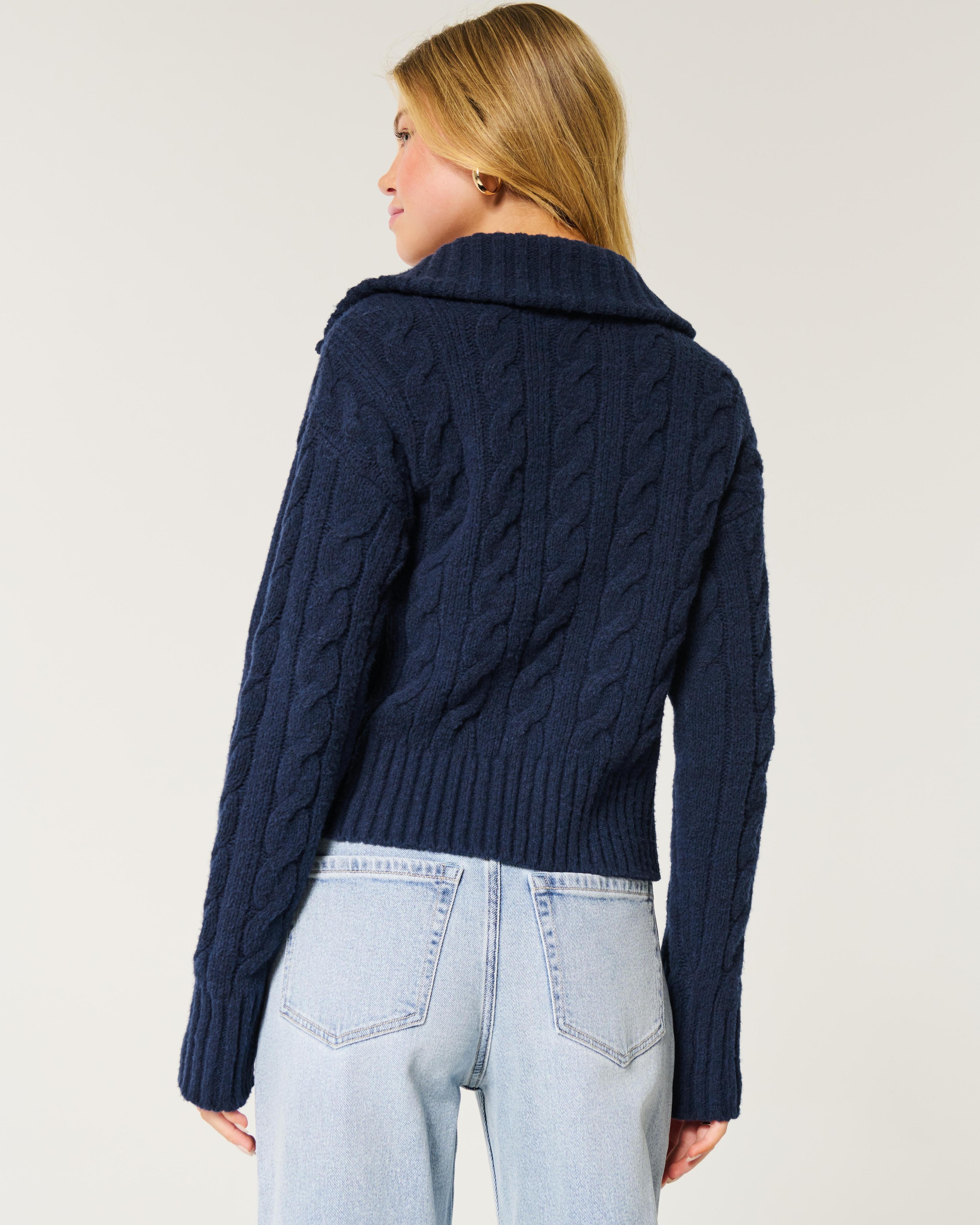 Hollister Comfy Cloud Zip-Up Cable-Knit Sweater Product Image