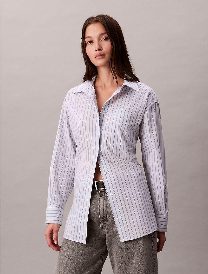 Poplin Striped Relaxed Button-Down Shirt Product Image