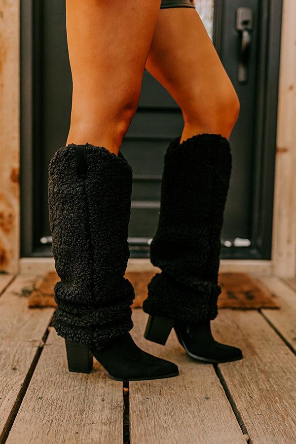 The Raelynn Sherpa Knee High Boot In Black Product Image