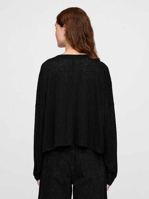 Oversized Linen-Blend Swing Top Product Image