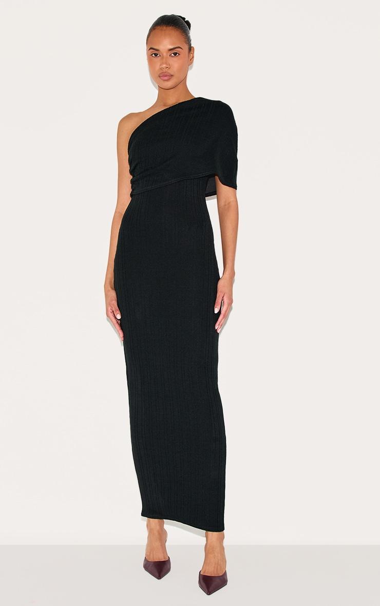 Black Textured Extreme Bardot Maxi Dress Product Image