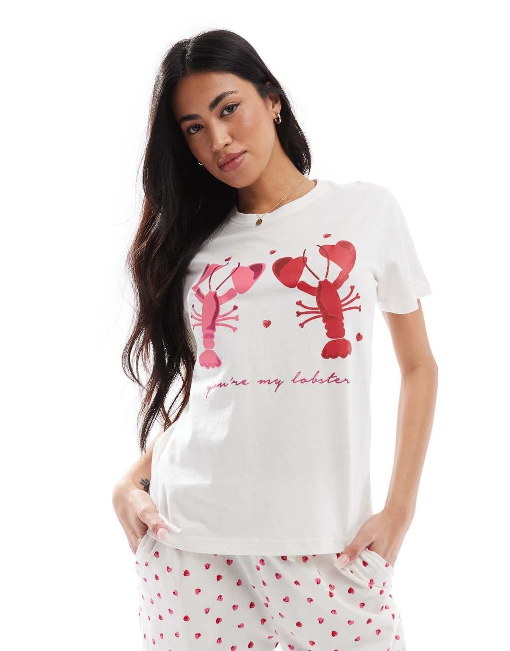 Threadbare pajama set in white with lobster print Product Image