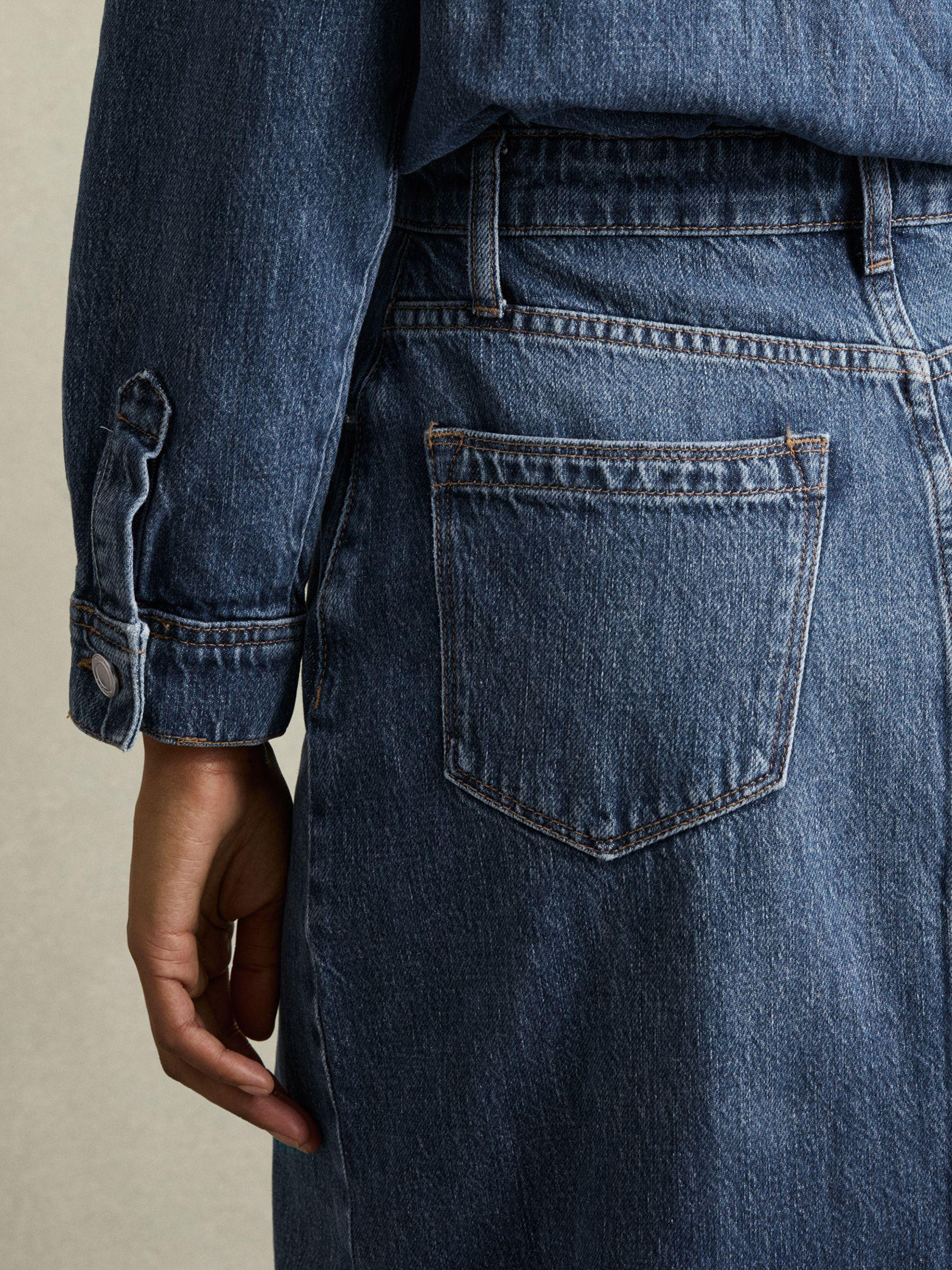 Denim Button-Through Midi Dress in Indigo Product Image