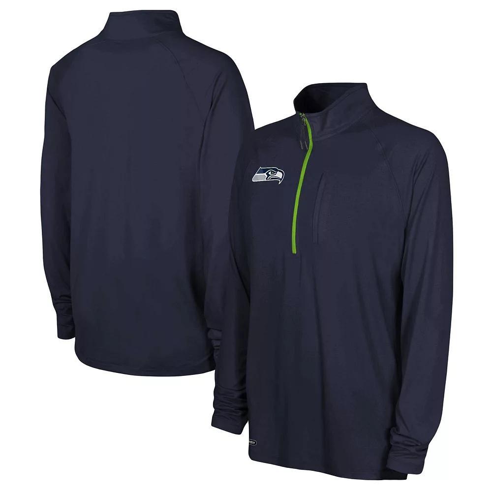 Men's Navy Seattle Seahawks Combine Authentic Raglan Quarter-Zip Top, Size: 2XL, Blue Product Image