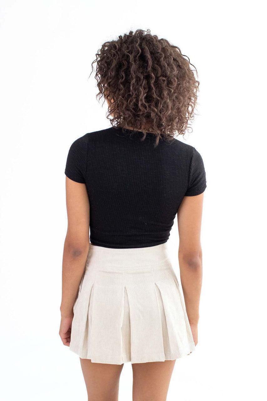 Black Knit Slub Rib Tee Product Image